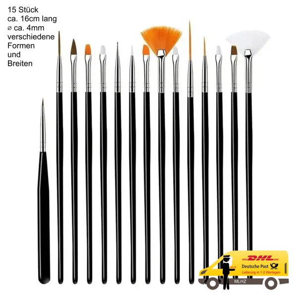 15 Pinsel Set Pinselset extra fein Pinsel Acryl Aquarell Modellbau TableTop Makeup