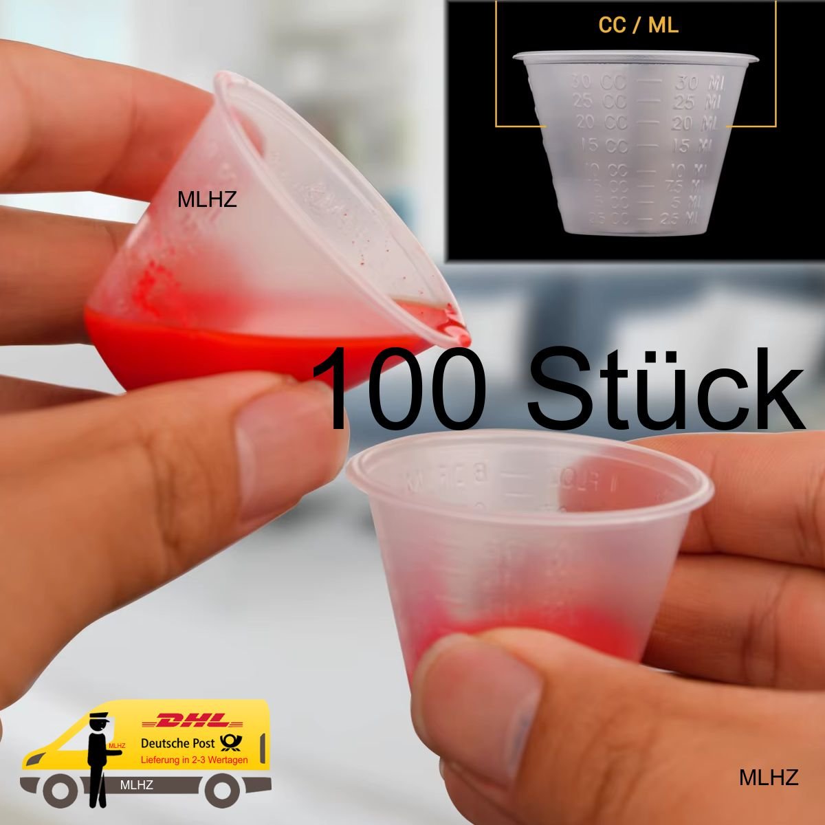 100 Stück Messbecher klein 30 ML Kunststoff Mini Mischbecher Farbmisc, 14,99 €