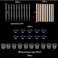 40 teiliges Harz Kleber Farbmischset  Pipetten / Mischbecher / Stäbchen