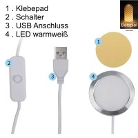 Led Lampen Kit für Bambu Lab  3D Lampendrucke mit Schalter warm weiß / silber
