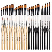 45-teiliges Künstlerpinsel-Set mit feinen Details – hochwertige Holzgriffe und Nylonborsten, verschiedene Formen, Pinselspitzen zum Malen