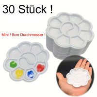 30 Stück Mini Kunstmalpaletten aus Kunststoff, rund...