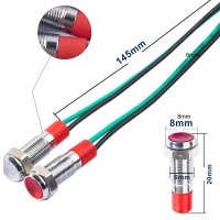 5 Stück 6/8 mm LED-Set 12V - 24V rot grün blau gelb weiß Signalleuchten