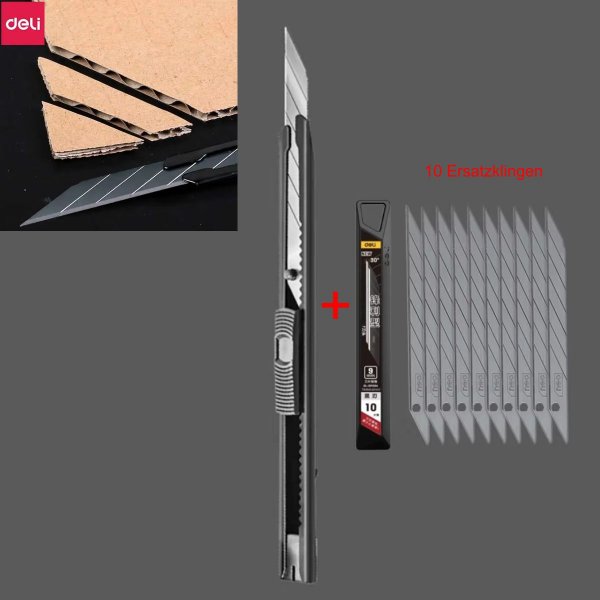 Sehr hochwertiges Cutter Messer 30° aus Metal + 10 super scharfe beschichtete Ersatzklingen