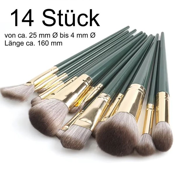 Drybrush Pinsel Set 14 Stück ca. 25mm Ø bis 4mm Ø 160mm Stiel Make-UP