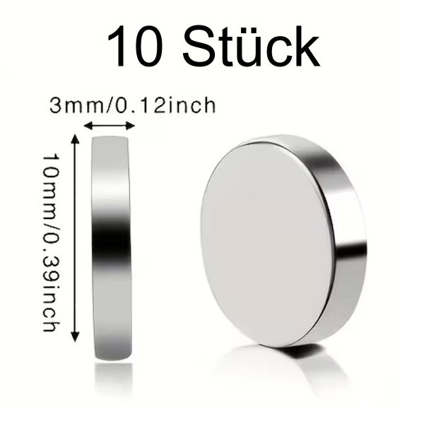 10 Stück Superstarke Magnete Scheibenmagnete 10 Ø x 3 mm Neodym Magnete