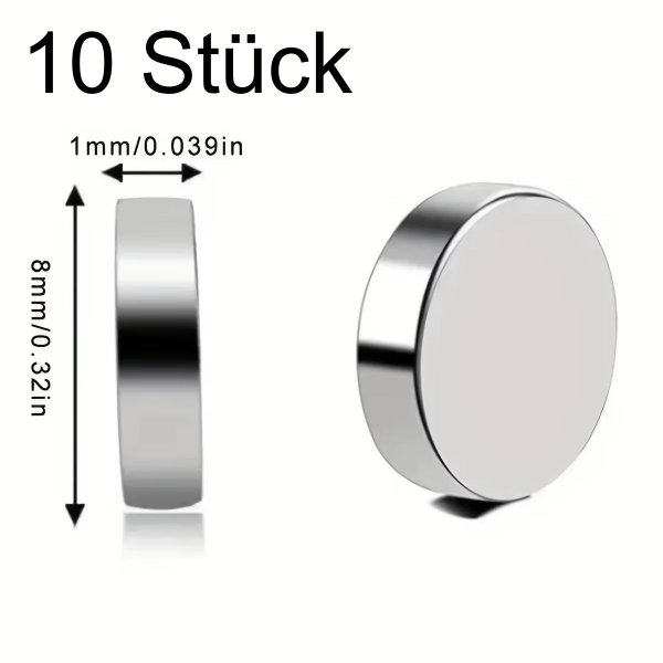 10 Stück Superstarke Magnete Scheibenmagnete 8 Ø x 1 mm Neodym Magnete