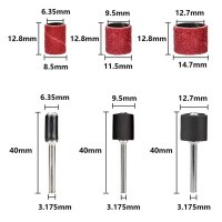 132 Teile Schleifkappen Set 120er Körnung  6/10/12mm ⌀ + 12 Halter 3,17mm ⌀