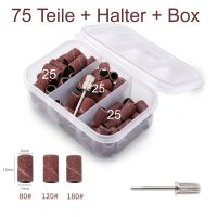 75 Stück Schleifkappen braun 80/120/180er Körnung  8mm⌀+1 Halter 2,2mm⌀ zum nachbearbeiten
