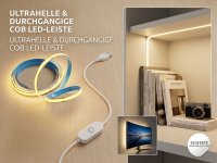 USB LED-Streifen mit Schalter + Dimmer – Neutralweiß, 8 mm breit, 2 m klebend kürzbar