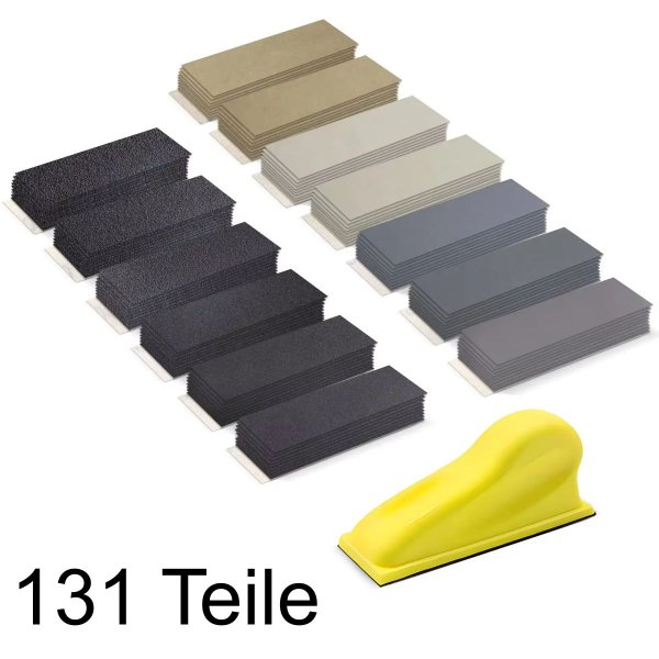 Mini-Schleifpapier-Set 60-10000 mit Klettverschluss-Schleifblock, 131-teilig