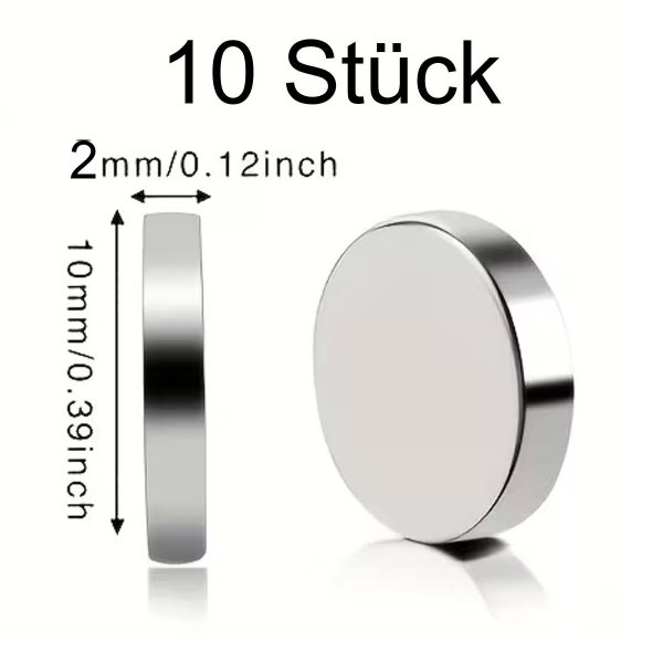 10 Stück Superstarke Magnete Scheibenmagnete 10 Ø x 2 mm Neodym Magnete