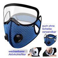 Atemschutzmaske mit Aktivkohlefilter und Gesichtsschutz...