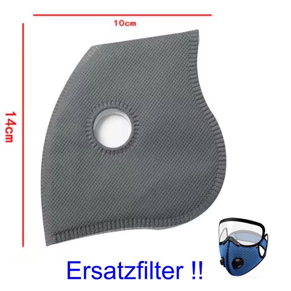 Ersatzfilter für  Atemschutzmaske mit Aktivkohlefilter und Gesichtsschutz