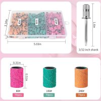 150 Stück Schleifkappen 80/150/240er Körnung  8mm ⌀ + 1 Halter 2,2mm ⌀ zum nachbearbeiten
